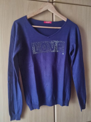 Guess women's blouse used, blue with LOVE strass