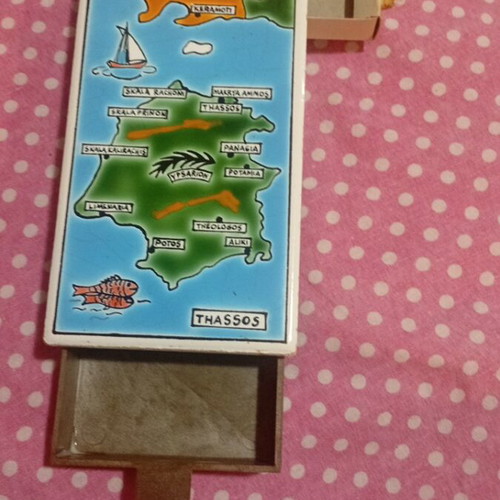 Thassos cigarette case used, vintage collectible 1980 with tile