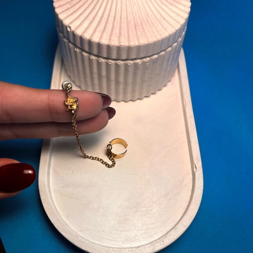 Snake earring with cuff for helix new, gold-colored