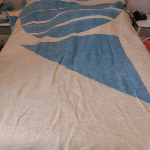 Acrylic double-sided blanket for double bed, blue-white floral