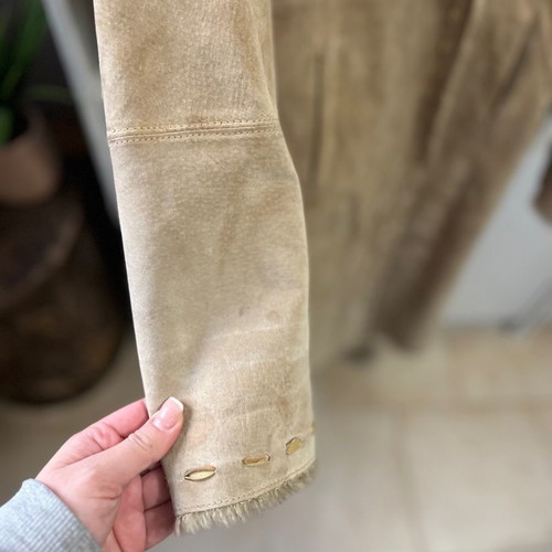 Naf Naf leather mouton coat used, size S, beige