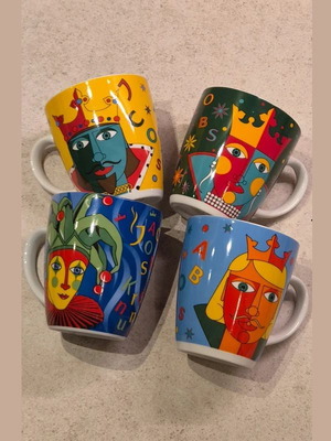 Set of 4 New Jacobs Krönung Ritzenhoff Mugs by Dorothee Küpfer