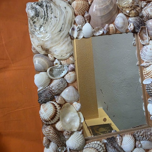 Small decorative mirror with seashells like new