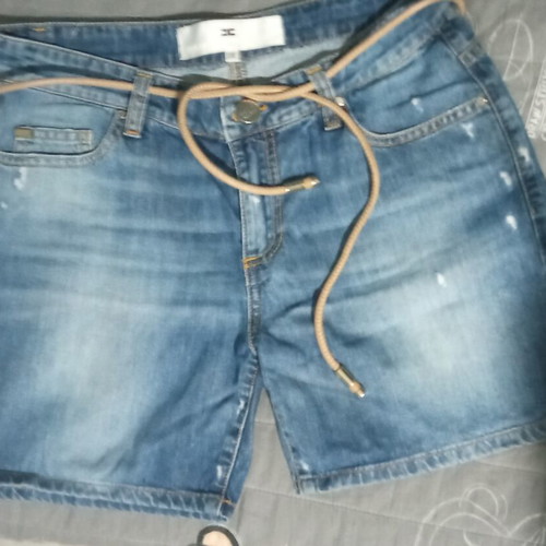 Elisabetta Franchi denim shorts size 26 with belt like new, blue