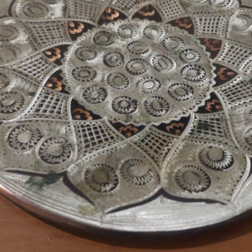Copper hanging plate used, old, 23.5 x 23.5 cm