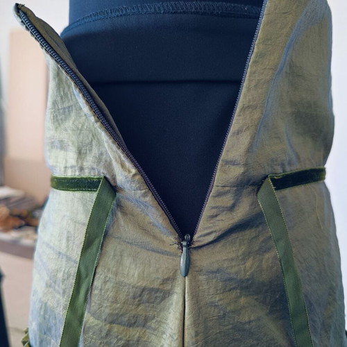 "Please" mini skirt with ruffles S like new, green