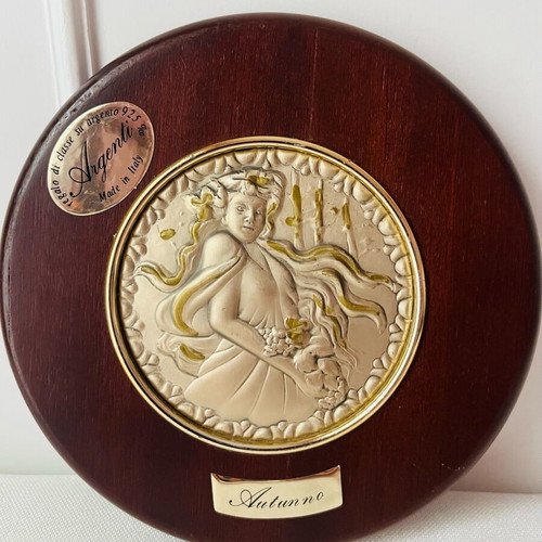 Italian Silver Wall Plaque Autumn like new