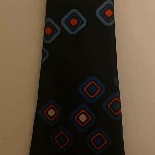 Vintage silk tie Scarpati Milano like new, 70s geometric design