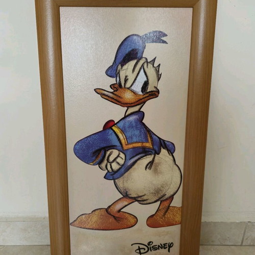Donald Duck framed art print like new with wooden frame