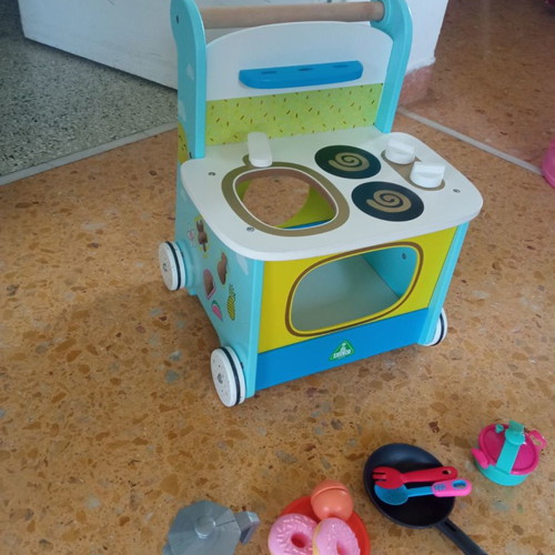 Wooden kitchen with wheels by elc like new