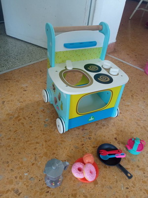 Wooden kitchen with wheels by elc like new