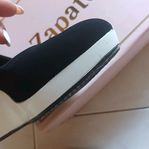 Platforms like new, women's closed, black and white, size 38, suede and patent