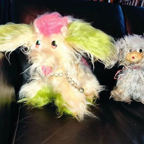 El Greco plush dogs used, 1960s, height 25 and 30 cm