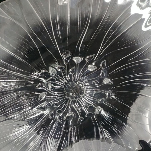 Maleras "Wind Flower" pasta set used, lead crystal by Mats Jonasson 80s