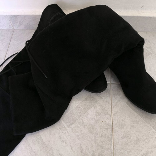 Black Suede Over The Knee Boots Size 38 like new