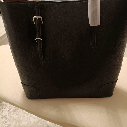 Women's black tote bag shoulder new with grained texture
