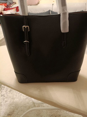 Women's black tote bag shoulder new with grained texture