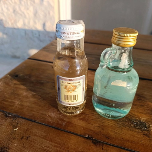 Miniature Tsikoudia Rouba and MG Gin Tonic sealed, new