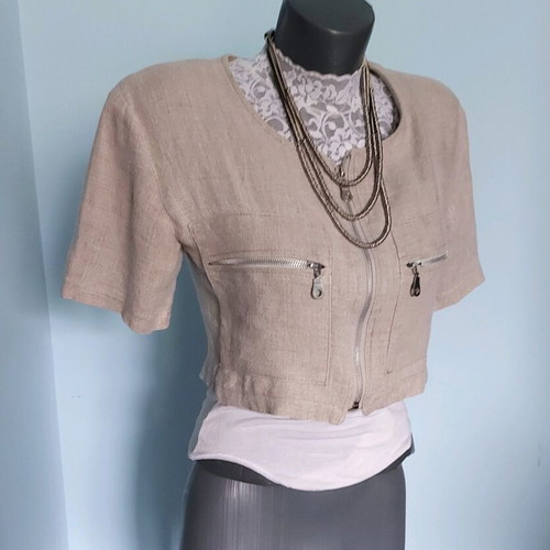 Gettone Linen Top with Metal Zippers L/XL like new