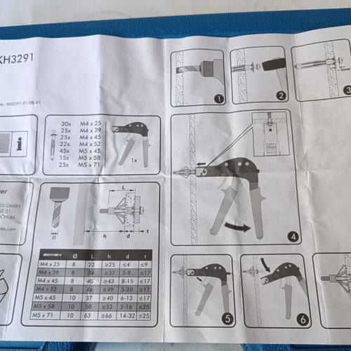 Kompernass KH 3291 drywall gun set with metal anchors and 187 screws new