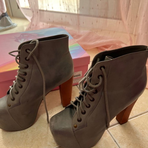 Jeffrey Campbell leather ankle boots used, size 39, gray