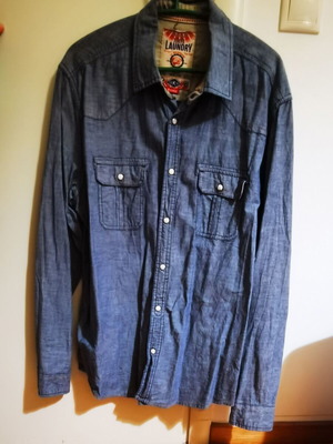 Tokyo Laundry men's shirt XL like new, blue and gray, 100% cotton