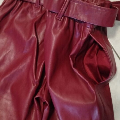 Leather pants for girls like new, burgundy, size 16
