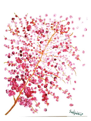 Cherry Blossom Original Oil Painting by Swkpatis, new