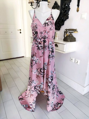 Φόρεμα floral maxi ροζ παστέλ No.L σαν καινούργιο
