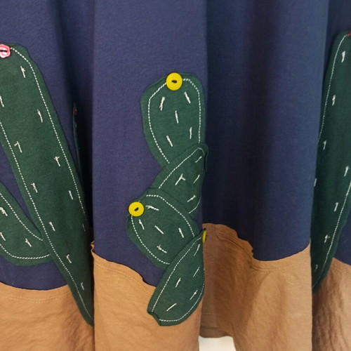 Blue skirt in A-line with cactus designs, like new, one size