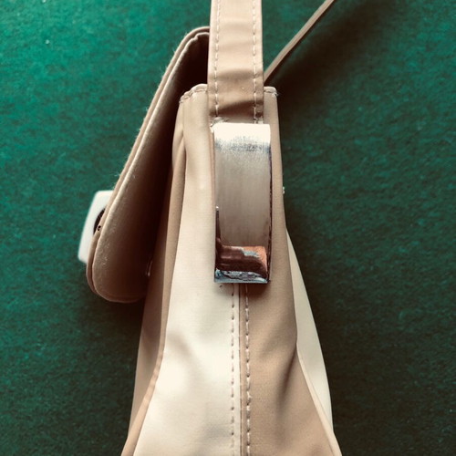 Shoulder bag used, beige with adjustable strap