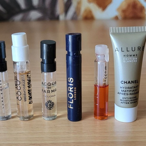 Set of Chanel, Floris, Acqua di Parma perfume samples new, authentic