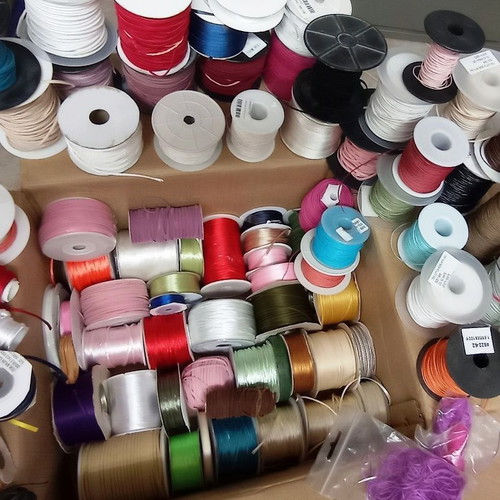 Craft Cord Spools like new, over 80 pieces, waxed leather satin