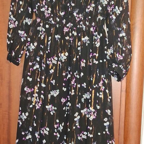 Ovs dress new long black floral polyester