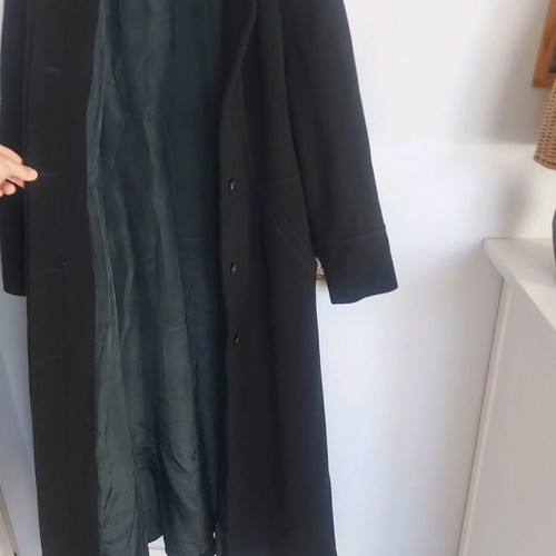 Black long coat wool&casmere like new, size S