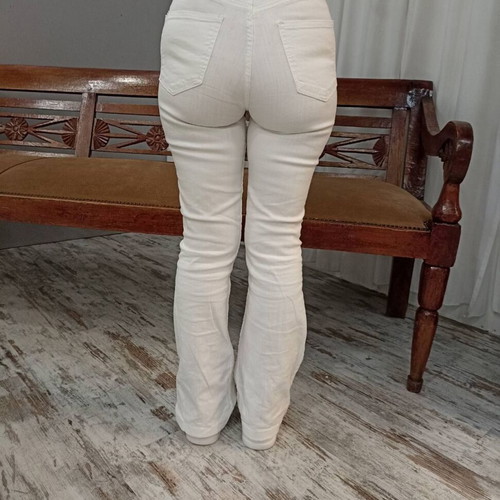 White flare jeans Pink Woman like new, size XXS