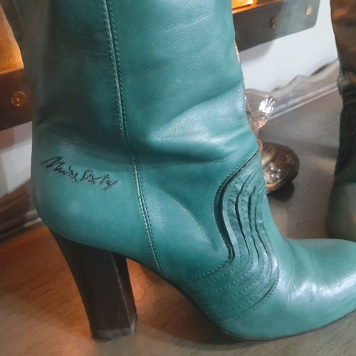 Miss Sixty over the knee boots used, genuine leather green petrol
