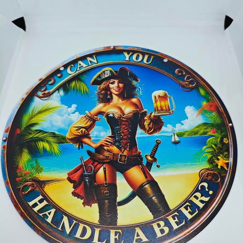 Vintage metal decorative sign Pirate Beer 20cm like new