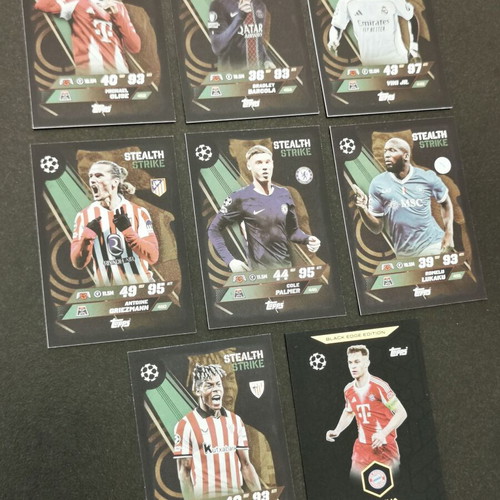 Topps Match Attax 2025/26 collectible lot with Stealth Strike and Black Edge Edition
