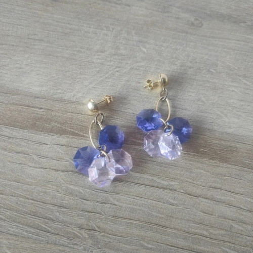 Dangling earrings like new with purple and gold elements