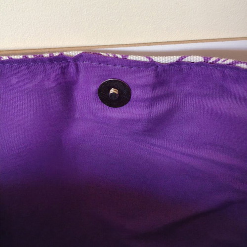 Large Boho Purple Pattern Beach Bag with Rope Handles