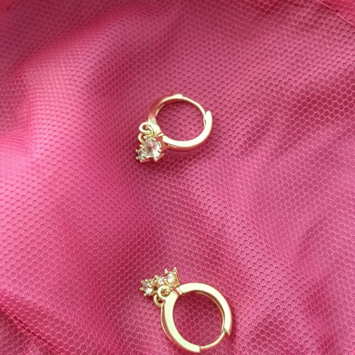 Anna Maria Mazaraki Double Hoop Earrings with White Stone, New