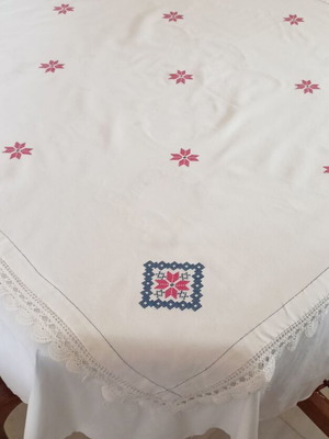 Handwoven tablecloth 110x110 cm like new from eastern Crete