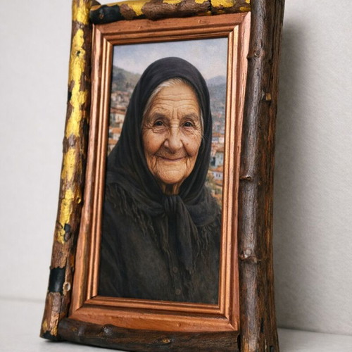 Handmade photo frame new with plane tree branches