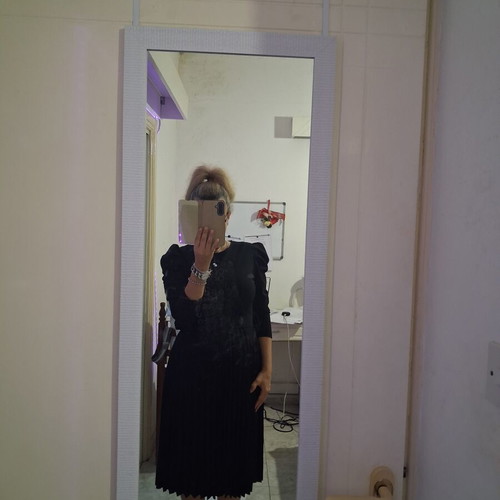 Black Midi Dress Made in Italy like new with Statement Shoulders
