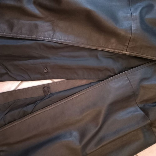 Leather women's flared coat used, black