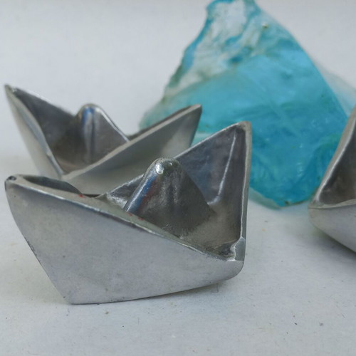 Decorative boat set like new, aluminum cast, 3 pieces