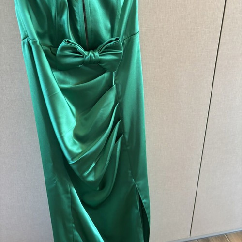 Satin green maxi dress, Small