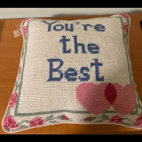 Needlepoint decorative pillow new, square handmade