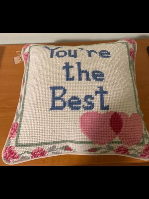 Needlepoint decorative pillow new, square handmade